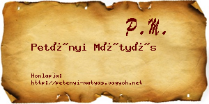 Petényi Mátyás névjegykártya