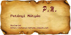 Petényi Mátyás névjegykártya